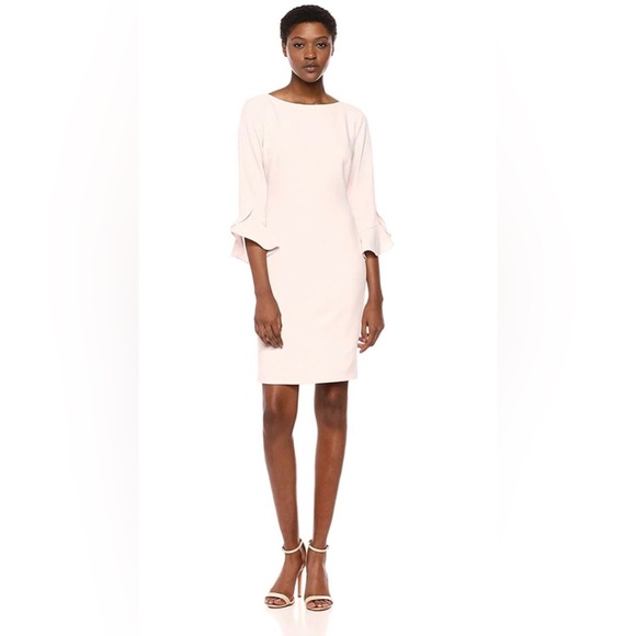 Karl Lagerfeld Paris Crepe Dress Blush Pink Tulip Bell Sleeve Size 10 - Picture 1 of 8